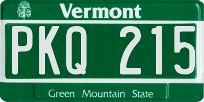 VT license plate PKQ215