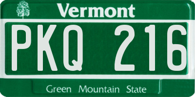 VT license plate PKQ216