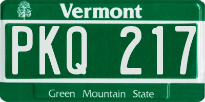 VT license plate PKQ217