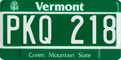VT license plate PKQ218