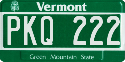 VT license plate PKQ222