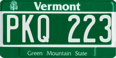 VT license plate PKQ223