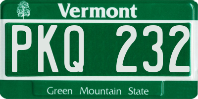 VT license plate PKQ232