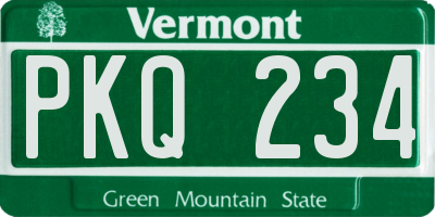 VT license plate PKQ234