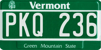 VT license plate PKQ236