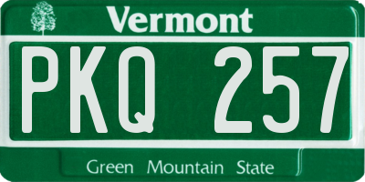 VT license plate PKQ257