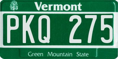 VT license plate PKQ275