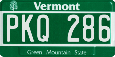 VT license plate PKQ286