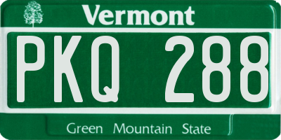 VT license plate PKQ288