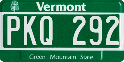 VT license plate PKQ292