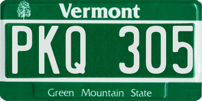 VT license plate PKQ305