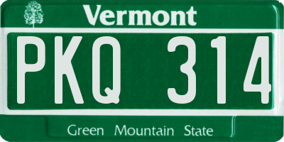 VT license plate PKQ314