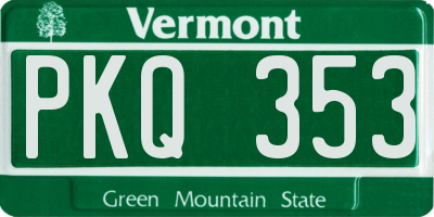 VT license plate PKQ353