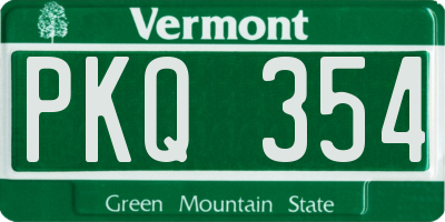 VT license plate PKQ354
