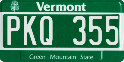 VT license plate PKQ355