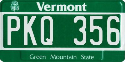 VT license plate PKQ356