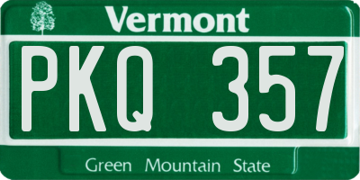 VT license plate PKQ357