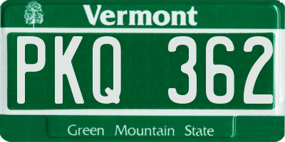 VT license plate PKQ362