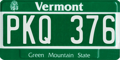 VT license plate PKQ376