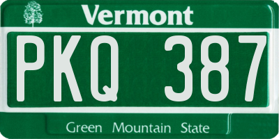 VT license plate PKQ387