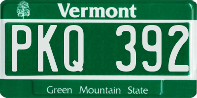 VT license plate PKQ392
