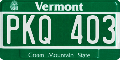 VT license plate PKQ403