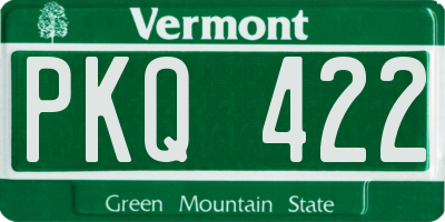 VT license plate PKQ422