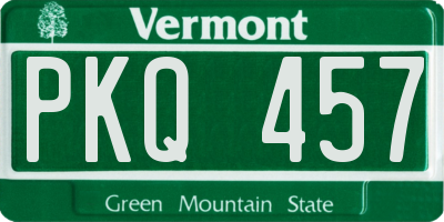 VT license plate PKQ457