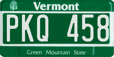 VT license plate PKQ458