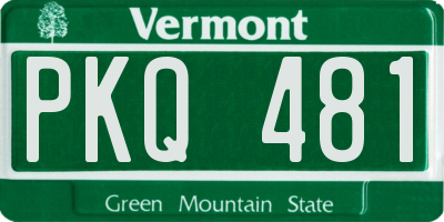VT license plate PKQ481