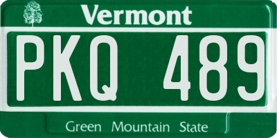 VT license plate PKQ489