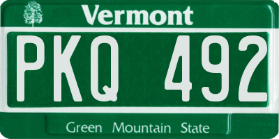 VT license plate PKQ492