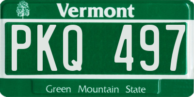 VT license plate PKQ497