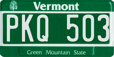 VT license plate PKQ503