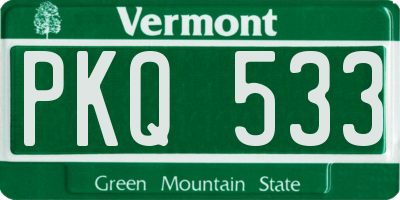 VT license plate PKQ533