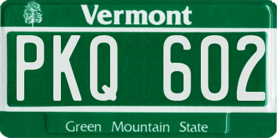 VT license plate PKQ602