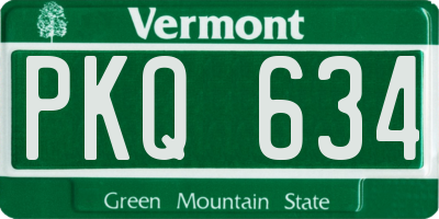 VT license plate PKQ634