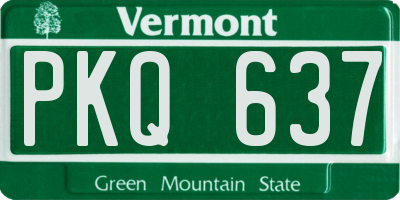 VT license plate PKQ637