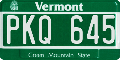 VT license plate PKQ645