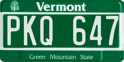 VT license plate PKQ647