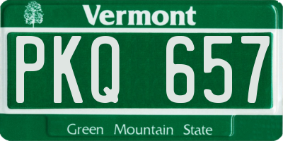 VT license plate PKQ657