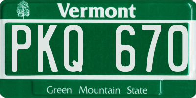 VT license plate PKQ670