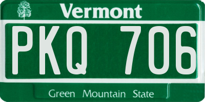 VT license plate PKQ706