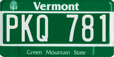 VT license plate PKQ781