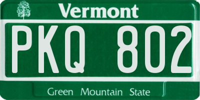 VT license plate PKQ802