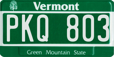 VT license plate PKQ803