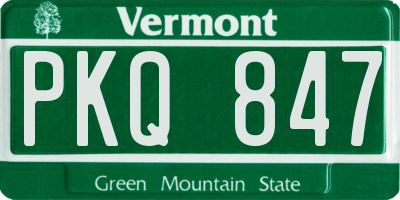 VT license plate PKQ847