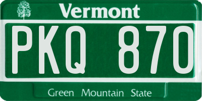 VT license plate PKQ870