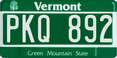 VT license plate PKQ892