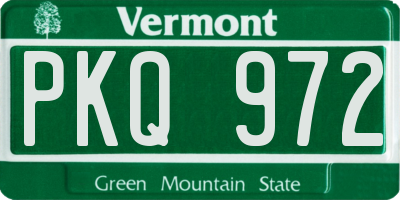 VT license plate PKQ972
